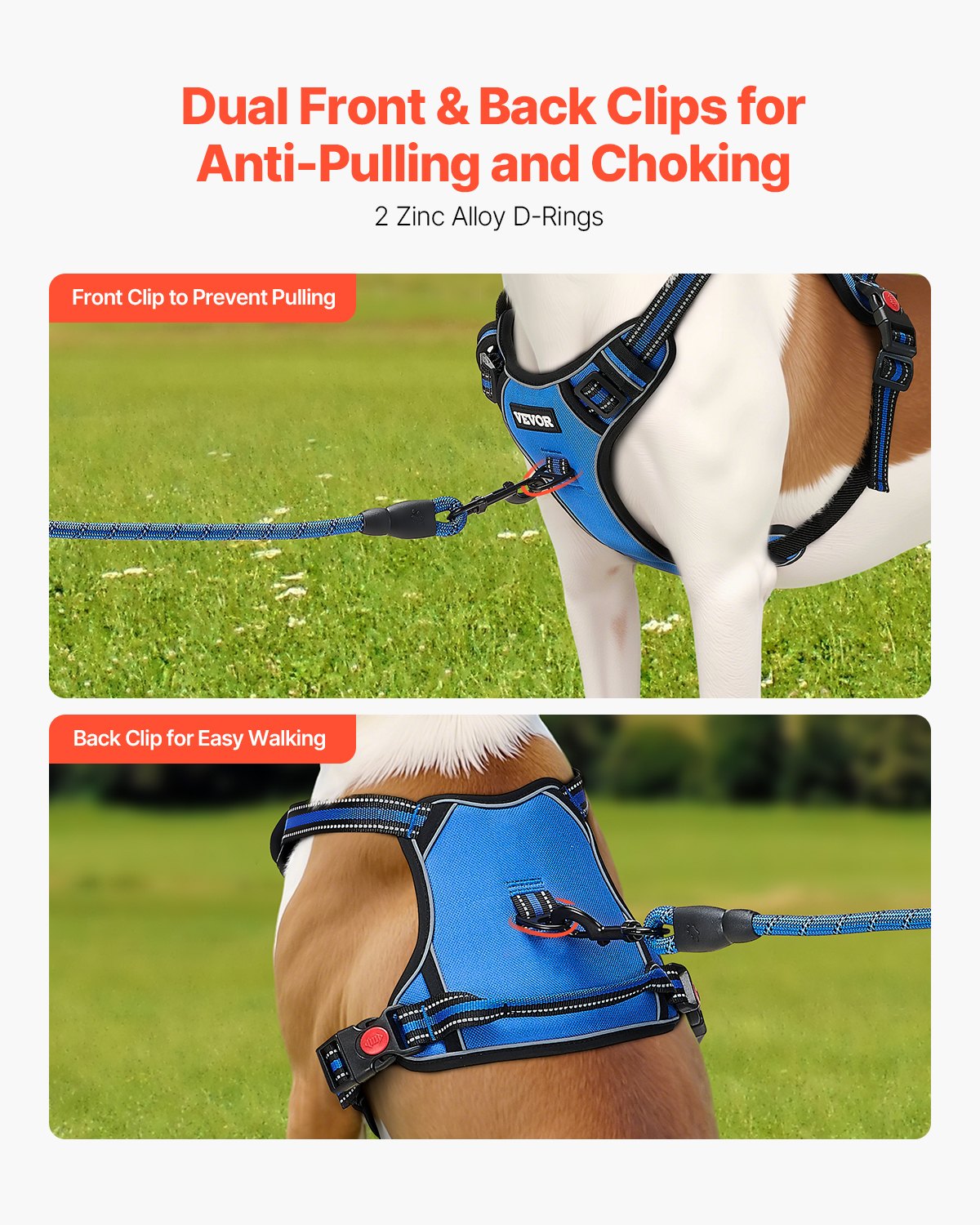 The No-Pull Dog Harness — Reflective, Front + Back Clip, 5 Sizes