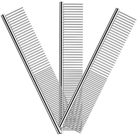 Stainless Grooming Comb - Rounded-Tooth Dematting Comb for Dogs & Cats