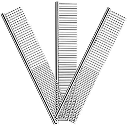 Stainless Grooming Comb - Rounded-Tooth Dematting Comb for Dogs & Cats