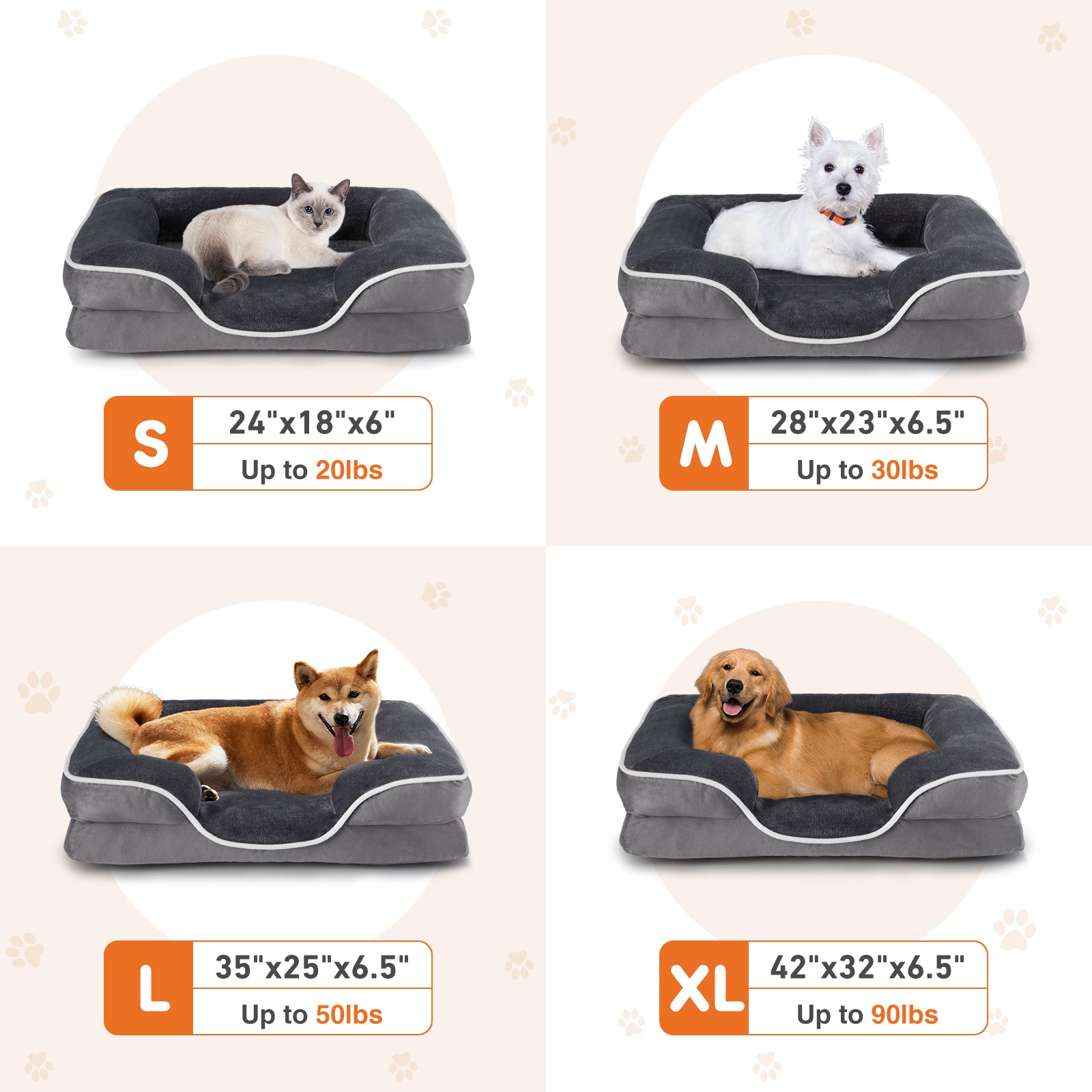 The Memory Foam Pet Bed — Washable, Waterproof Lined, 5 Sizes