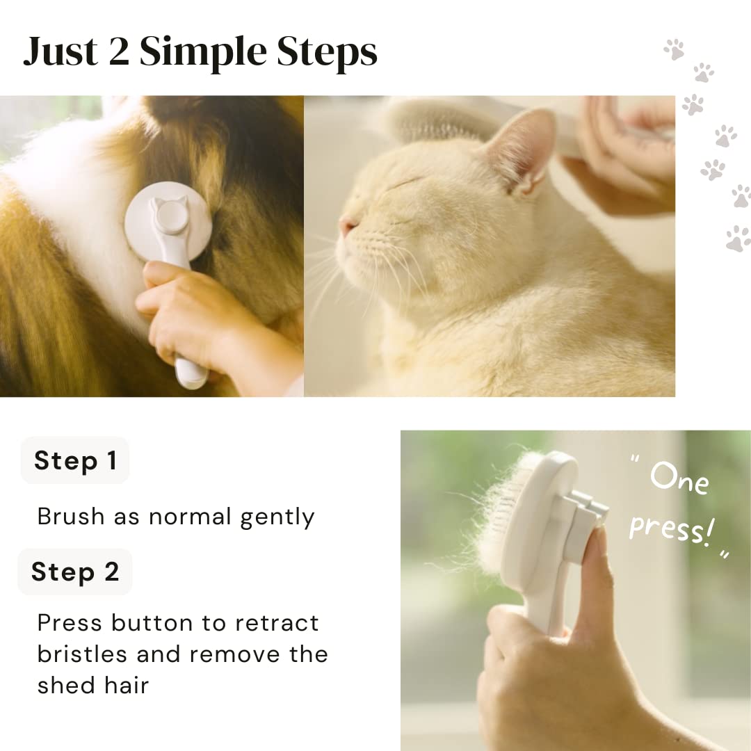 Self-Cleaning Slicker Brush - One-Click Deshedding for Dogs & Cats