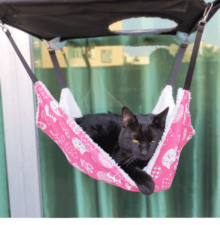 Cozy Fleece Pet Hammock - Hanging Snuggle Lounger for Cats & Small Dogs