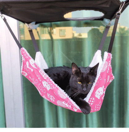 Cozy Fleece Pet Hammock - Hanging Snuggle Lounger for Cats & Small Dogs