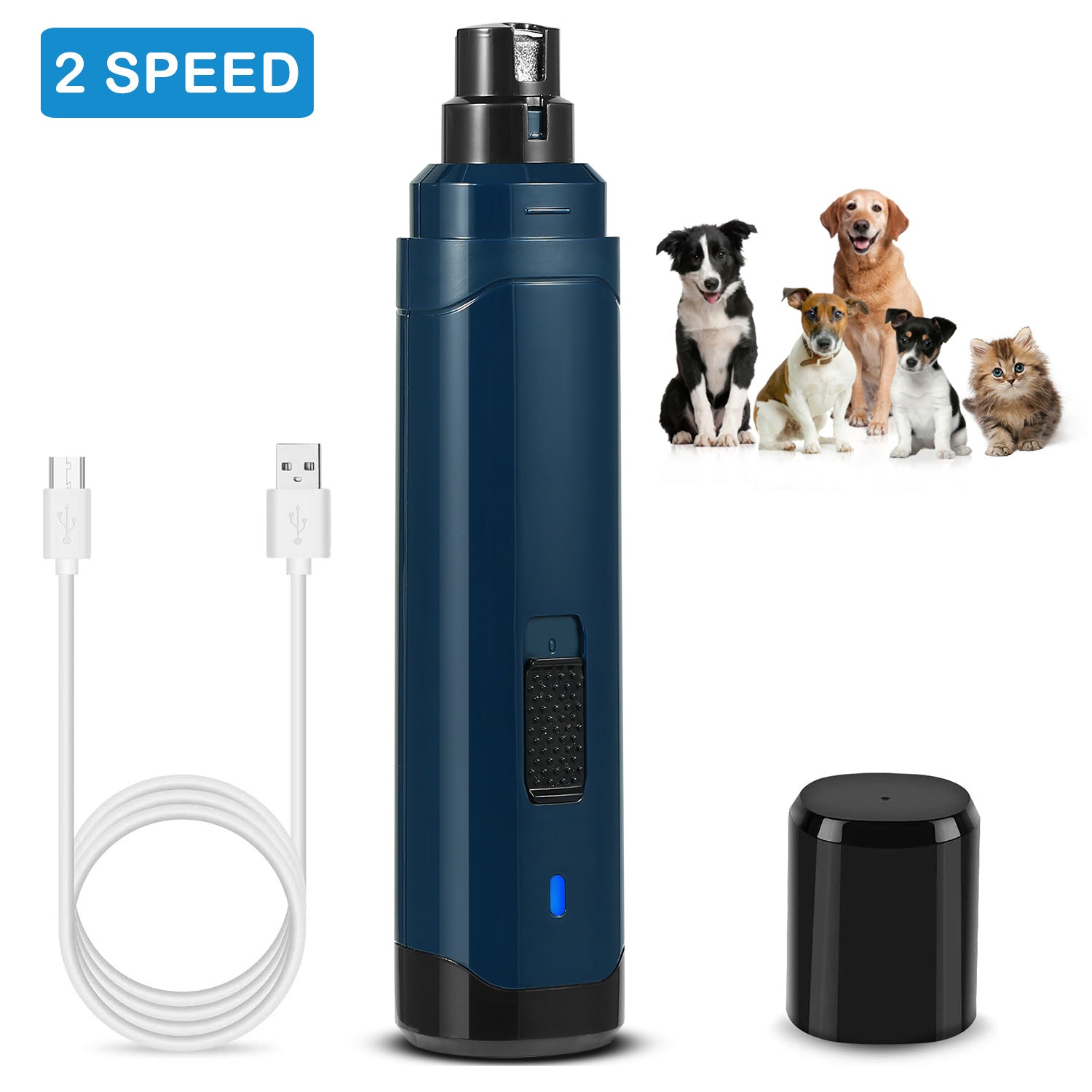 Quiet Pet Nail Grinder — USB Rechargeable, Two Speeds