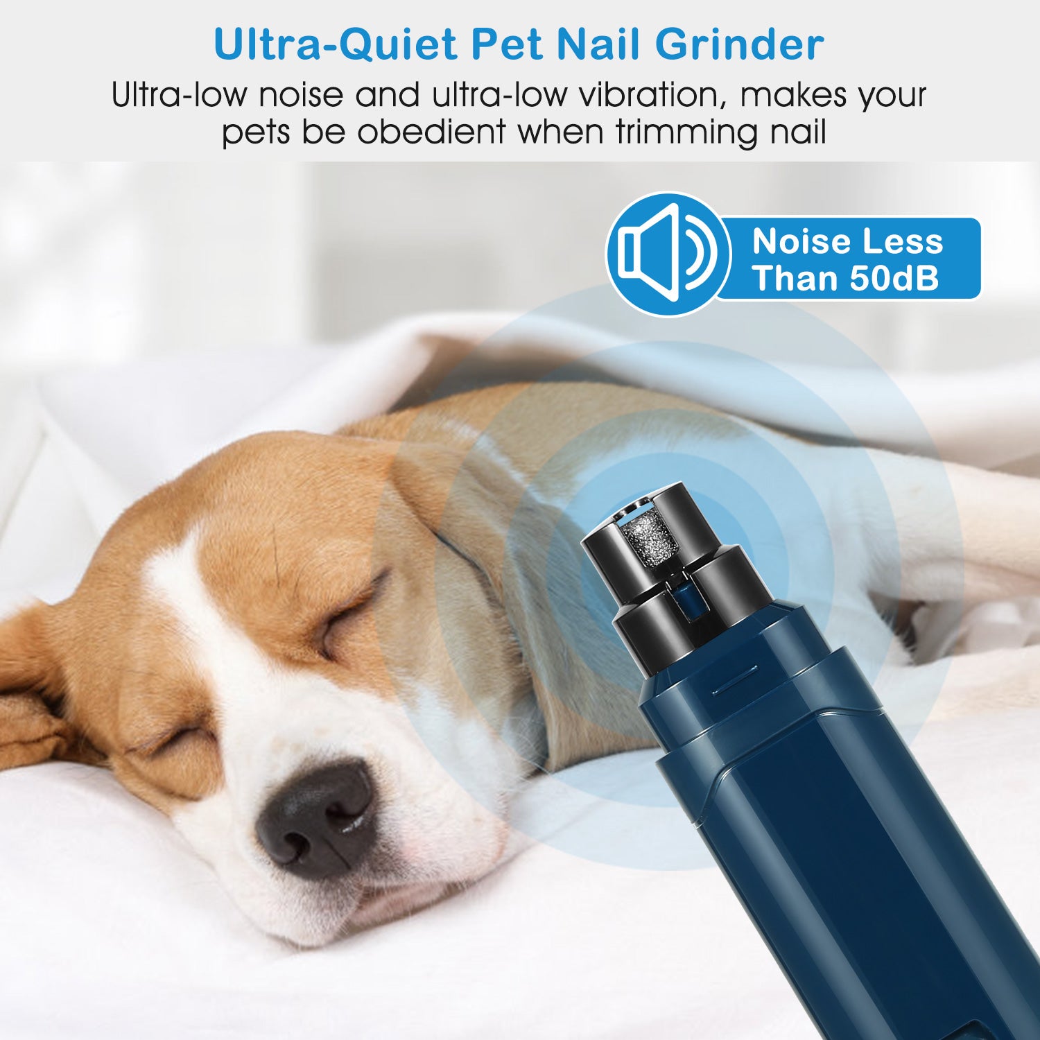 Quiet Pet Nail Grinder — USB Rechargeable, Two Speeds