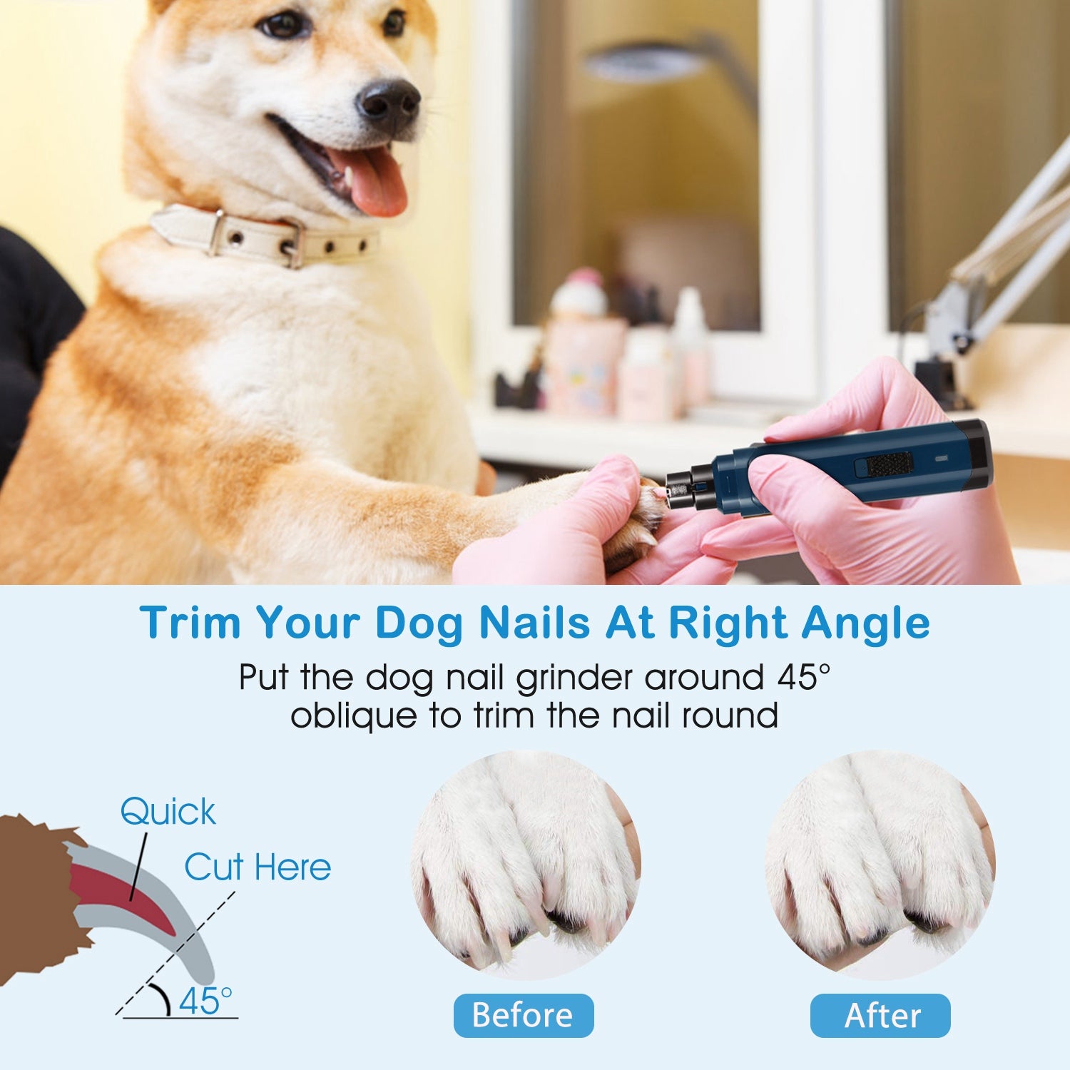 Quiet Pet Nail Grinder — USB Rechargeable, Two Speeds