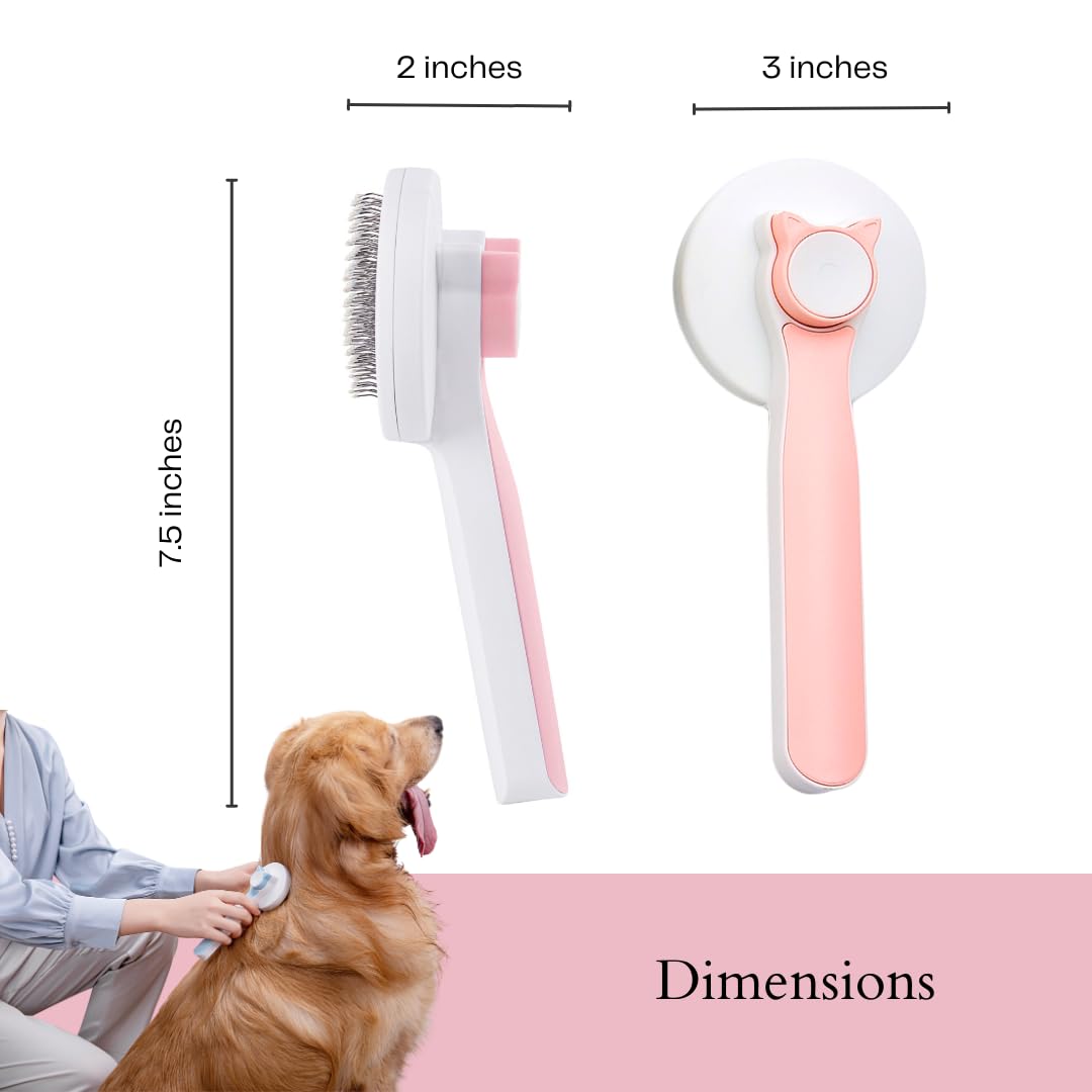 Self-Cleaning Slicker Brush - One-Click Deshedding for Dogs & Cats