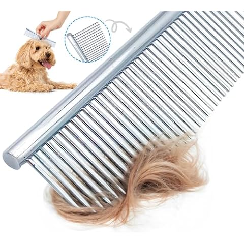 Stainless Grooming Comb - Rounded-Tooth Dematting Comb for Dogs & Cats