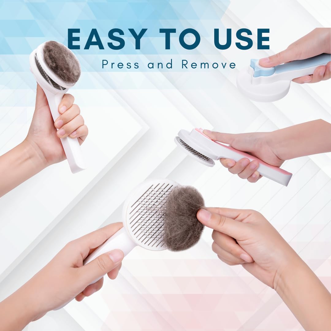 Self-Cleaning Slicker Brush - One-Click Deshedding for Dogs & Cats