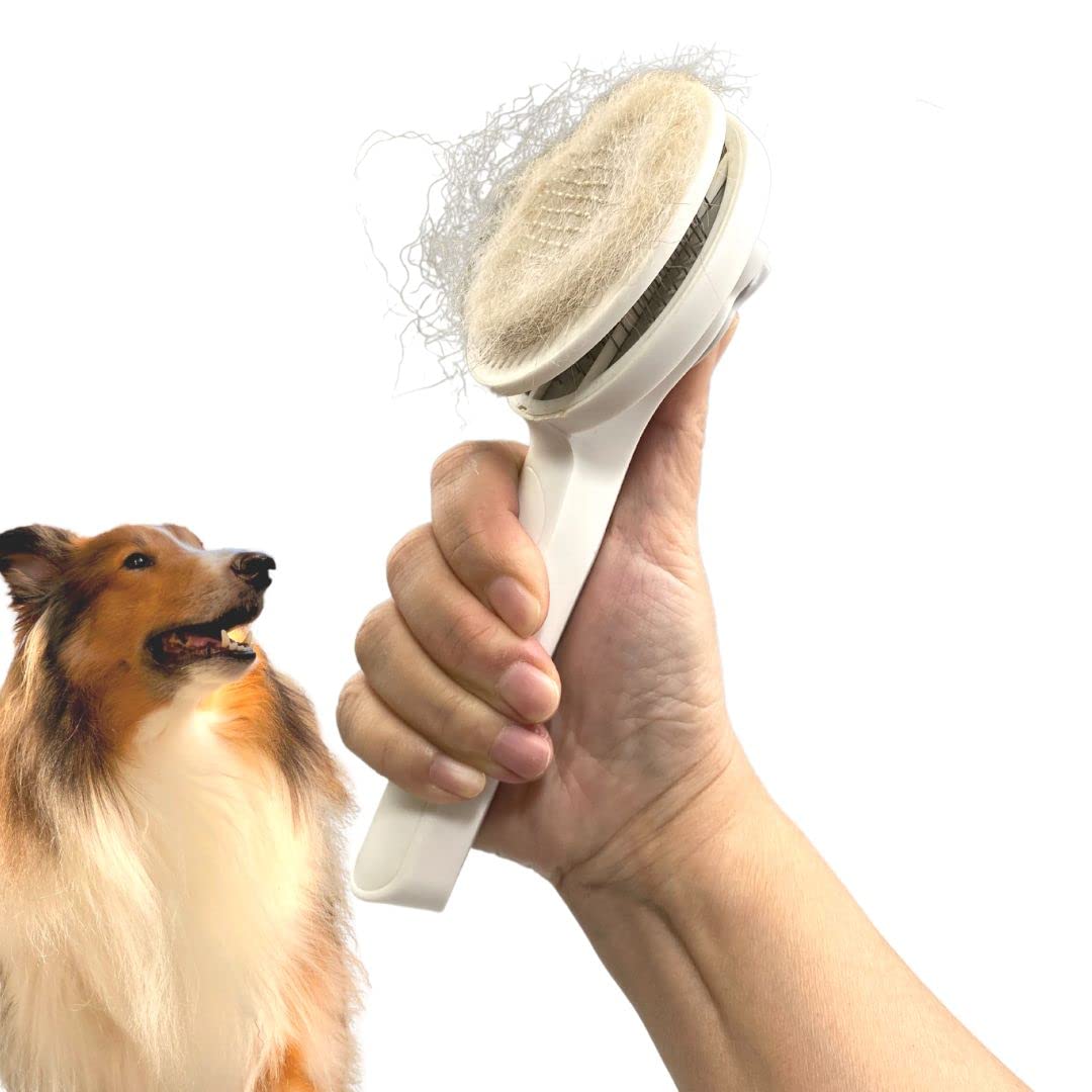 Self-Cleaning Slicker Brush - One-Click Deshedding for Dogs & Cats