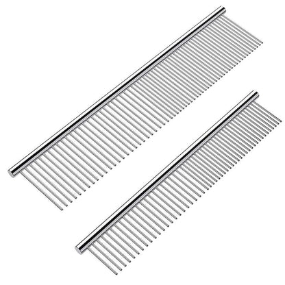 Stainless Grooming Comb - Rounded-Tooth Dematting Comb for Dogs & Cats