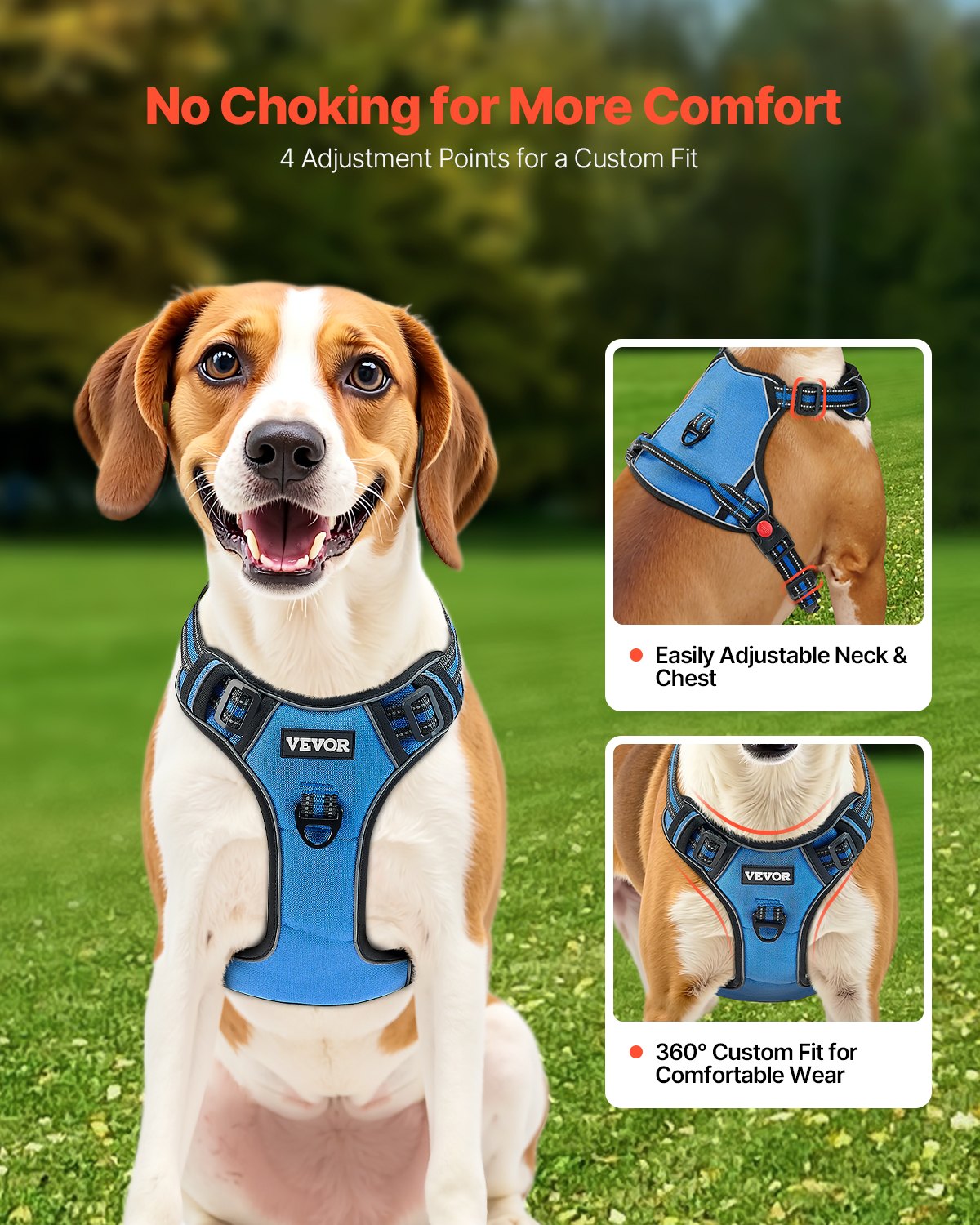 The No-Pull Dog Harness — Reflective, Front + Back Clip, 5 Sizes